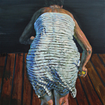 White cloth and pear, oil on canvas, 140x120 cm, 2013